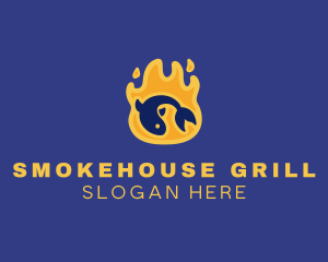 Flame Grilled Fish logo design