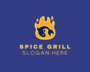 Flame Grilled Fish logo design