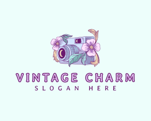 Floral Vintage Camera logo design