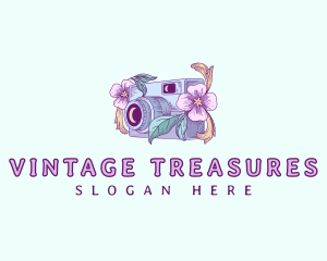 Floral Vintage Camera logo design