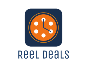 Film Reel Clock logo design