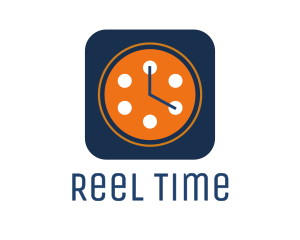 Film Reel Clock logo design