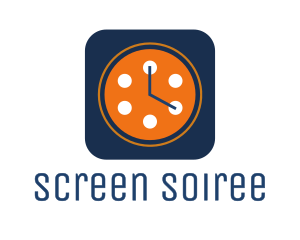 Film Reel Clock logo design