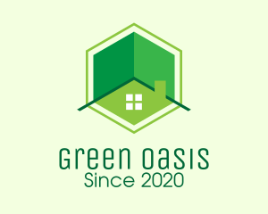 Green Hexagon Home logo design