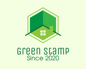 Green Hexagon Home logo design