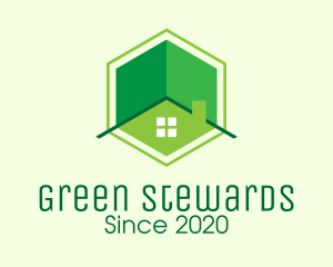 Green Hexagon Home logo design