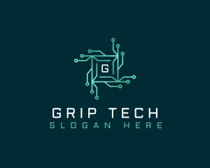 Tech Circuit Microchip logo design