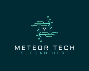 Tech Circuit Microchip logo design