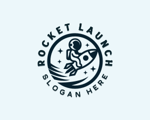 Moon Rocket Astronaut logo design