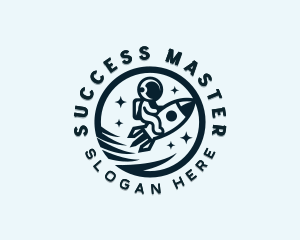 Moon Rocket Astronaut logo design