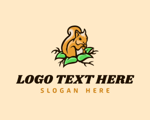 Squirrel Cartoon Leaf logo