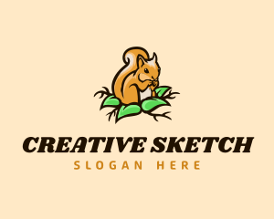 Squirrel Cartoon Leaf logo design