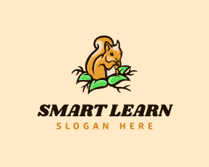 Squirrel Cartoon Leaf logo