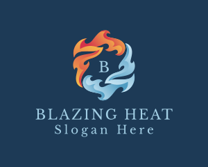 Heating Cooling Flame logo design