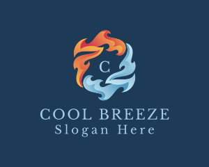 Heating Cooling Flame logo design