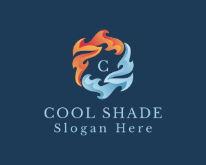 Heating Cooling Flame logo design