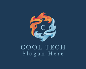 Heating Cooling Flame logo design