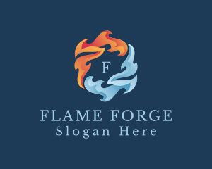 Heating Cooling Flame logo design