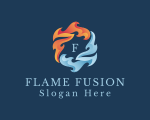 Heating Cooling Flame logo design