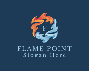 Heating Cooling Flame logo design