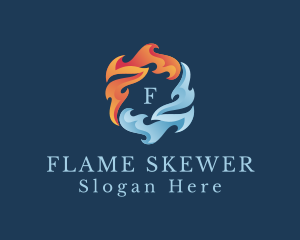 Heating Cooling Flame logo design