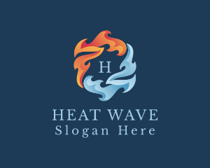 Heating Cooling Flame logo design