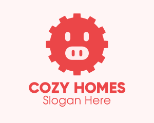 Cute Pig Gear  logo design