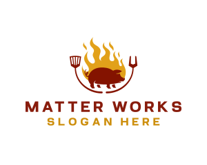 Grill Barbeque Pork Logo