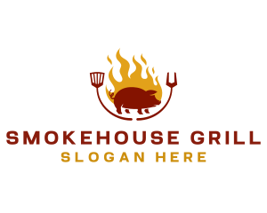 Grill Barbeque Pork logo design