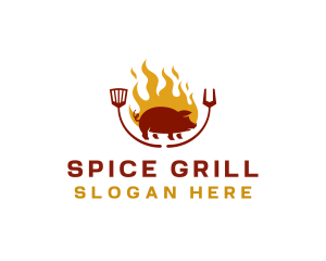 Grill Barbeque Pork logo design