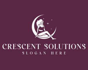 Crescent Moon Woman logo design