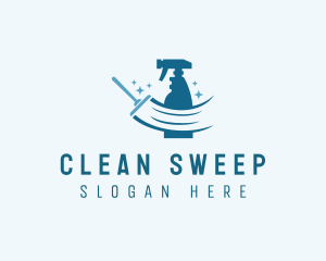 Squeegee Sprayer House Cleaning logo design