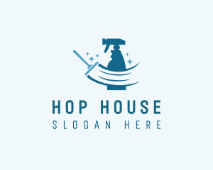 Squeegee Sprayer House Cleaning logo design