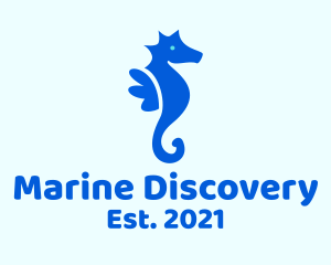 Blue Marine Seahorse  logo design