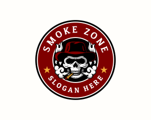 Skull Smoke Hat logo design