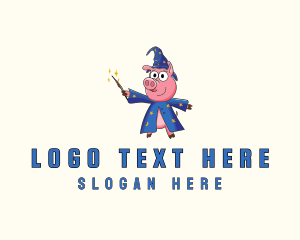 Cute Pig Magician Logo