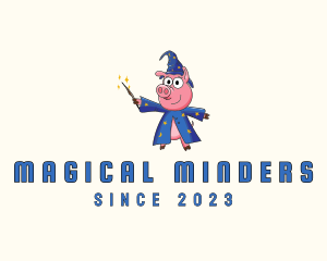 Cute Pig Magician logo design