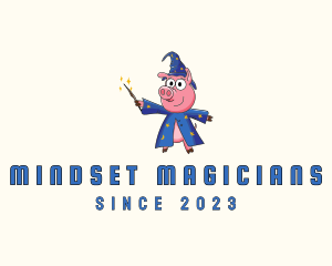 Cute Pig Magician logo design