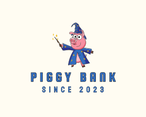 Cute Pig Magician logo design