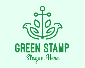 Green Anchor Bird  logo design