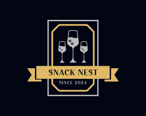 Wine Glass Drink logo design