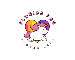 Unicorn Rainbow Heart logo design