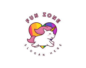 Unicorn Rainbow Heart logo design