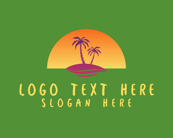 Island Sunset Coconut Tree logo