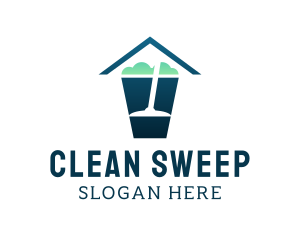 Bucket Mop Cleaning logo design