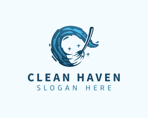 Housekeeping Cleaning Mop logo design