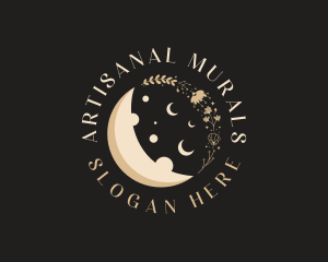 Artisanal Floral Moon logo design