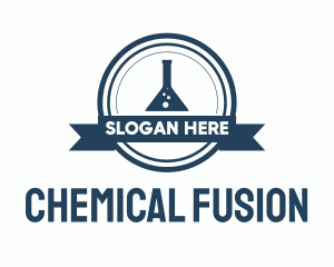 Blue Chemistry Flask Badge logo design