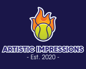 Flaming Tennis Ball logo design