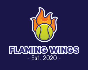 Flaming Tennis Ball logo design